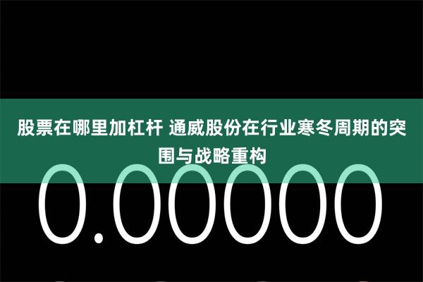 股票在哪里加杠杆 通威股份在行业寒冬周期的突围与战略重构