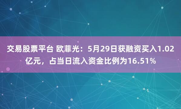 交易股票平台 欧菲光：5月29日获融资买入1.02亿元，占当日流入资金比例为16.51%
