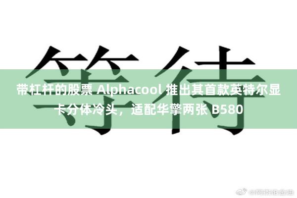 带杠杆的股票 Alphacool 推出其首款英特尔显卡分体冷头，适配华擎两张 B580