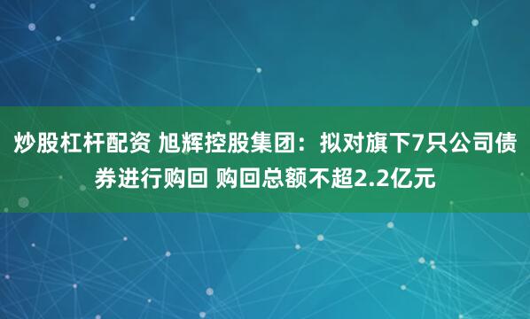 炒股杠杆配资 旭辉控股集团：拟对旗下7只公司债券进行购回 购回总额不超2.2亿元