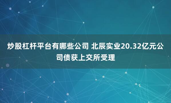 炒股杠杆平台有哪些公司 北辰实业20.32亿元公司债获上交所受理